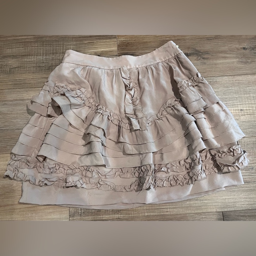 Leifsdottir Ruffled Mini Skirt in Tan Size 2